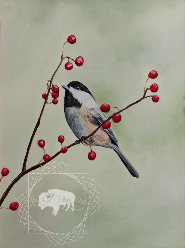 Tattoos - Chickadee anf Berries - 119913